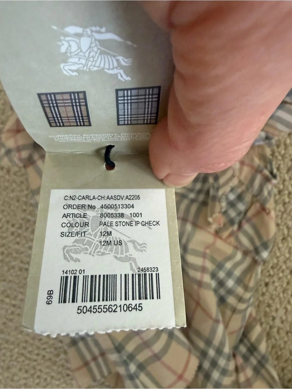 Burberry Beige Plaid Ruffle Neck Baby Set